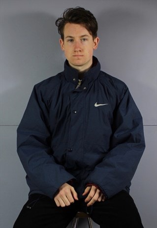 VINTAGE NIKE WINTER PADDED WATERPROOF COAT IN NAVY BLUE WITH
