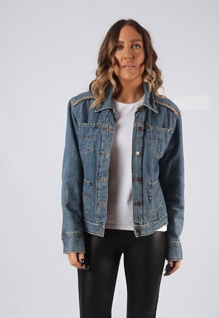 DENIM JACKET WINTER LINED FITTED UK 10 - 12 (GVDH)