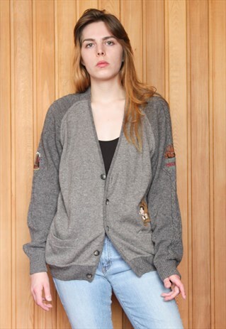 VINTAGE 1980S GREY CARDIGAN