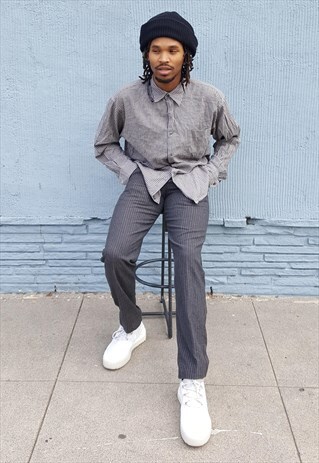 90S HERTIAGE SKATER GRUNGE SILK FEEL PLAID OXFORD SHIRT