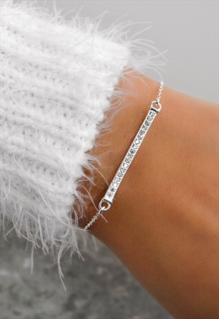 KRISTI STERLING SILVER CZ DIAMOND STRAIGHT BAR BRACELET