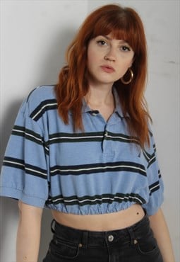 Vintage Nautica Reworked Cropped Top Blue