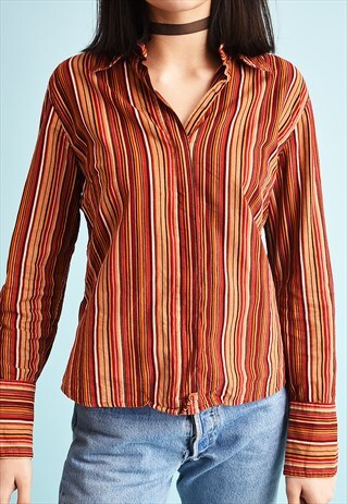 Y2K CORDUROY STRIPED SHIRT TOP