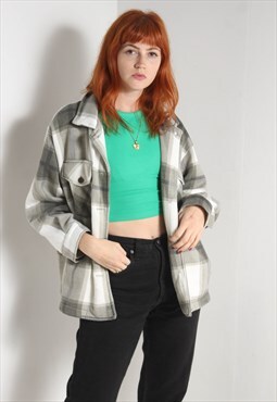 Vintage Quilted Check Flannel Shirt Grey