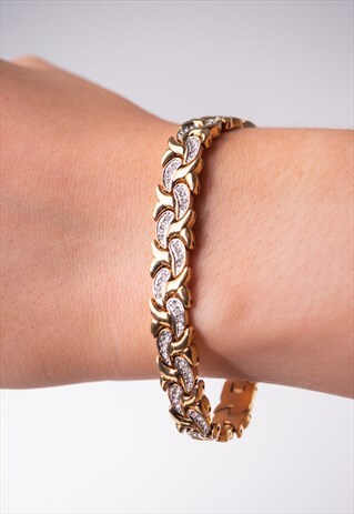 VINTAGE GOLD TONE DIAMANTE BRACELET