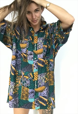 PATTERNED OVERSIZED RETRO VINTAGE UNISEX FESTIVAL SHIRT