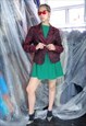 VINTAGE 80'S RETRO ABTRSACT FLOWER DARK SHORT BLAZER JACKET 
