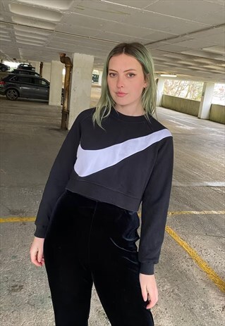 Vintage Nike Black Big Logo Swoosh Sweatshirt