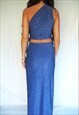 MIDNIGHT BLUE SPARKLE ONE SHOULDER TOP