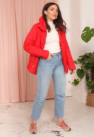 VINTAGE 90S PUFFER JACKET IN RED