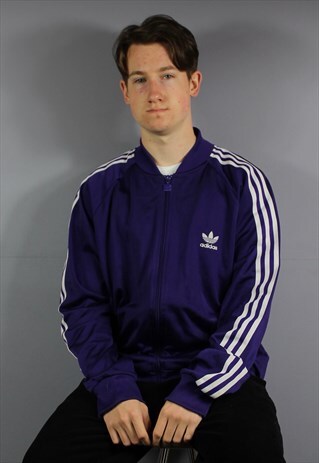 VINTAGE ADIDAS WINDBREAKER JACKET IN PURPLE WITH POCKETS AND