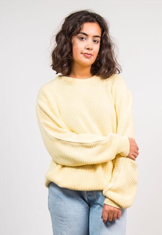 VINTAGE 90'S LIGHT YELLOW KNIT OVERSIZE JUMPER