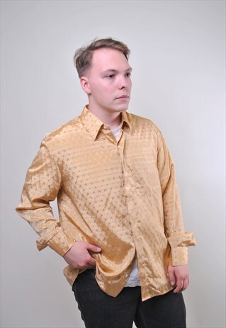VINTAGE MAN BEIGE EVENING SHIRT WITH EMBROIDERY