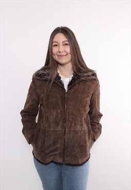 90s leather penny lane coat, vintage brown crop overcoat