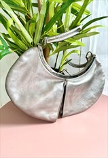 Vintage Silver Split Section 80's Mirror Handbag Set