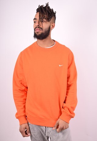 NIKE MENS VINTAGE SWEATSHIRT JUMPER LARGE ORANGE 90'S