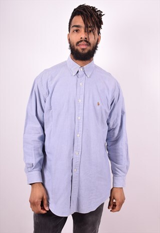 RALPH LAUREN MENS VINTAGE SHIRT LARGE BLUE 90'S