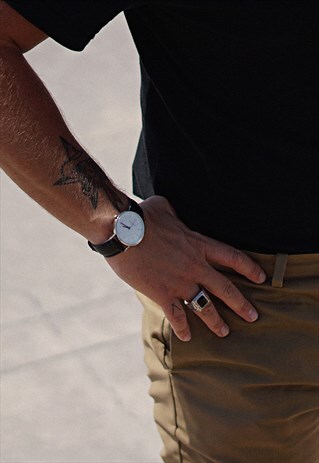 GENUINE BLACK LEATHER WATCH