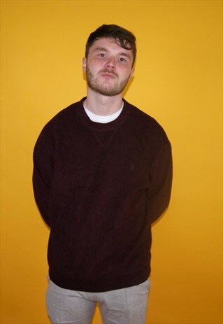 VINTAGE Y2K RALPH LAUREN FLEECE JUMPER SWEATSHIRT BURGUNDY L