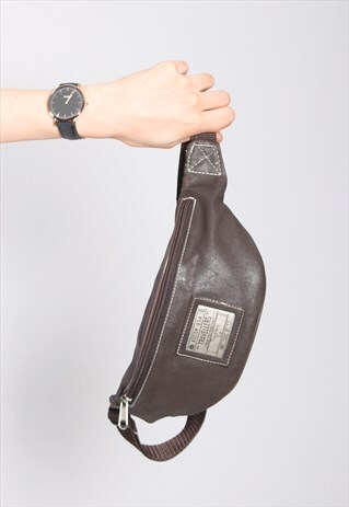 VINTAGE 90S BROWN FAUX LEATHER FESTIVAL BUM BAG BUMBAG