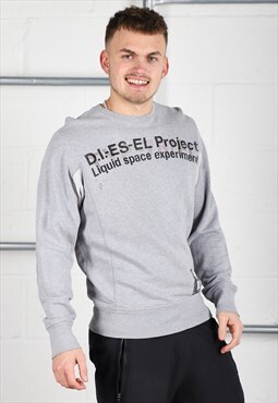 Vintage Diesel Sweatshirt in Grey Pullover Jumper Medium