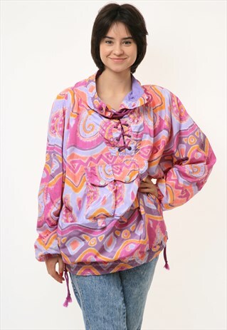 90S VINTAGE SHELL ANORAK ABSTRACT PATTERN JACKET 2848