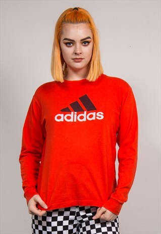 90'S VINTAGE ADIDAS RED LONG SLEEVE T-SHIRT