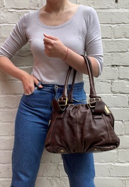 Abro Dark Brown Leather Shoulder Vintage Bag