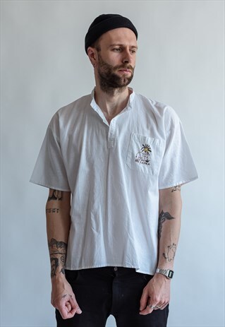 VINTAGE 80 EMBROIDERED T-SHIRT IN WHITE