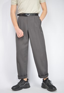 Vintage grey classic straight suit trousers