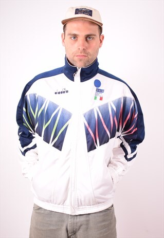 DIADORA MENS VINTAGE ITALIANA TRACKSUIT TOP JACKET LARGE 90S