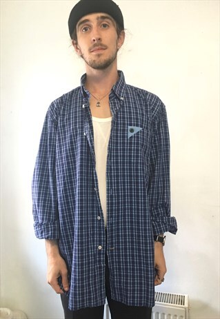 VINTAGE BARBOUR MENS BLUE CHECK SHIRT