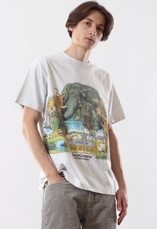 VINTAGE MENS EDGE OF AFRICA ZOO FLORIDA GRAPHIC TEE T SHIRT