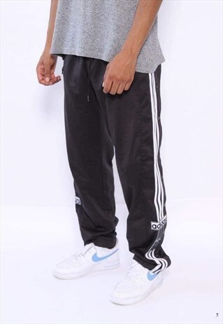 VINTAGE ADIDAS LOGO THREE STRIPE TRACK BOTTOMS BLACK