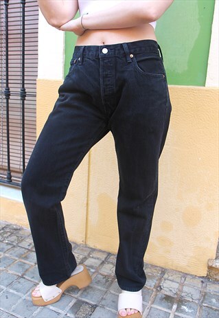 Levi's 501 Black Denim High Rise Jeans 32"/ 82cm Waist