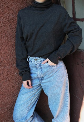 COTTON AND CASHMERE BLEND TURTLENECK TOP