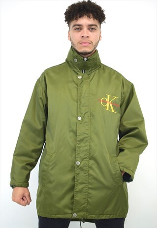 VINTAGE 90S CALVIN KLEIN GREEN LOGO JACKET
