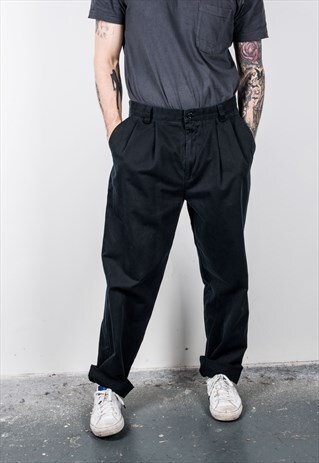 DOCKERS VINTAGE 1980S BLACK TROUSERS