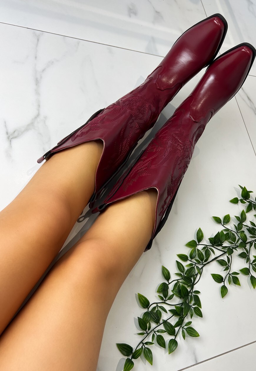 Burgundy hotsell cowboy boots