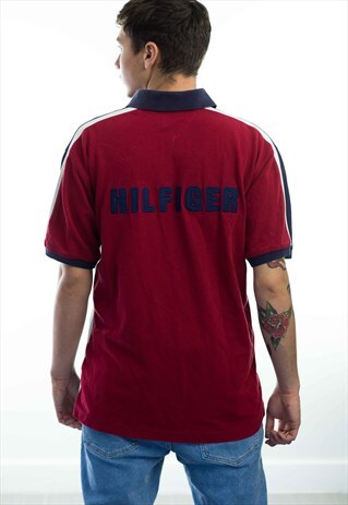 VINTAGE TOMMY HILFIGER LOGO POLO SHIRT 90S L 11.2
