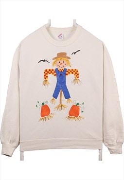 Jerzees 90's Scarecrow Crewneck Sweatshirt Medium White