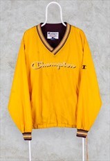 Vintage Yellow Champion Sweatshirt Windbreaker Large