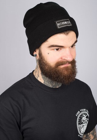 HOM LABEL BLACK BEANIE