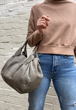 Soft & Slouchy Light Grey Leather Shoulder Bag by Furla