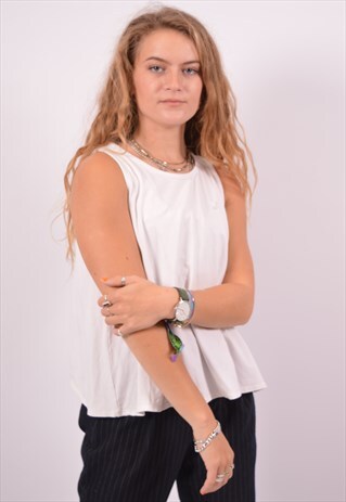 VINTAGE POLO RALPH LAUREN VEST TOP BLOUSE WHITE