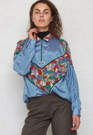 VINTAGE BLUE 1/4 ZIP PULLOVER SWEATSHIRT