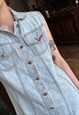 DENIM MINI DRESS, SLEEVELESS BUTTON FRONT SUMMER DRESS