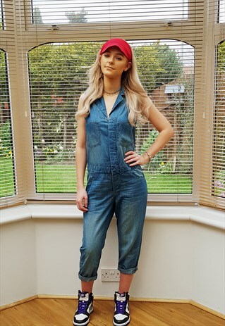 VINTAGE LIGHTWEIGHT DENIM SLEEVELESS JUMPSUIT PLAYSUIT