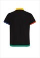 BOXY COTTON POLO SHIRT WITH MULTI COLOUR IN BLACK