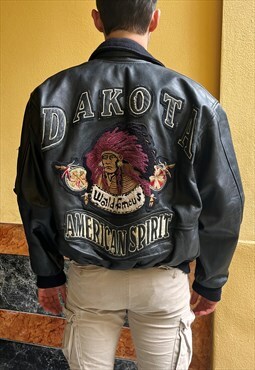 Vintage 90s Genuine Leather Varsity Jacket Patches 